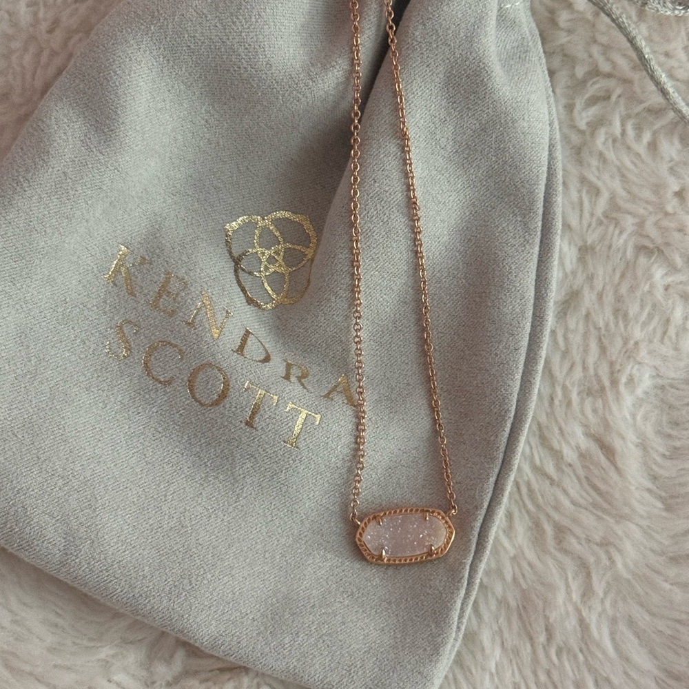 Rose gold Kendra Scott Iridescent drusy necklace (NEVER WORN)